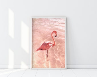 Pink Flamingo Print, Tropical blush pink flamingo wall art, Summer Vibes Poster, Pastel Pink Flamingo Art, Ombre Pink Bird, Shades of Pink