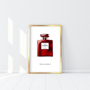 Coco Chanel No 5 Red Print Chanel Red Perfume Bottle Poster 