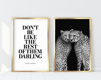 Don&#39;t Be Like The Rest of Them Darling Print, 2 pieces Inspirational Quote, Diptych Fashion Photography, Darling Quote Poster, Fashion Quote