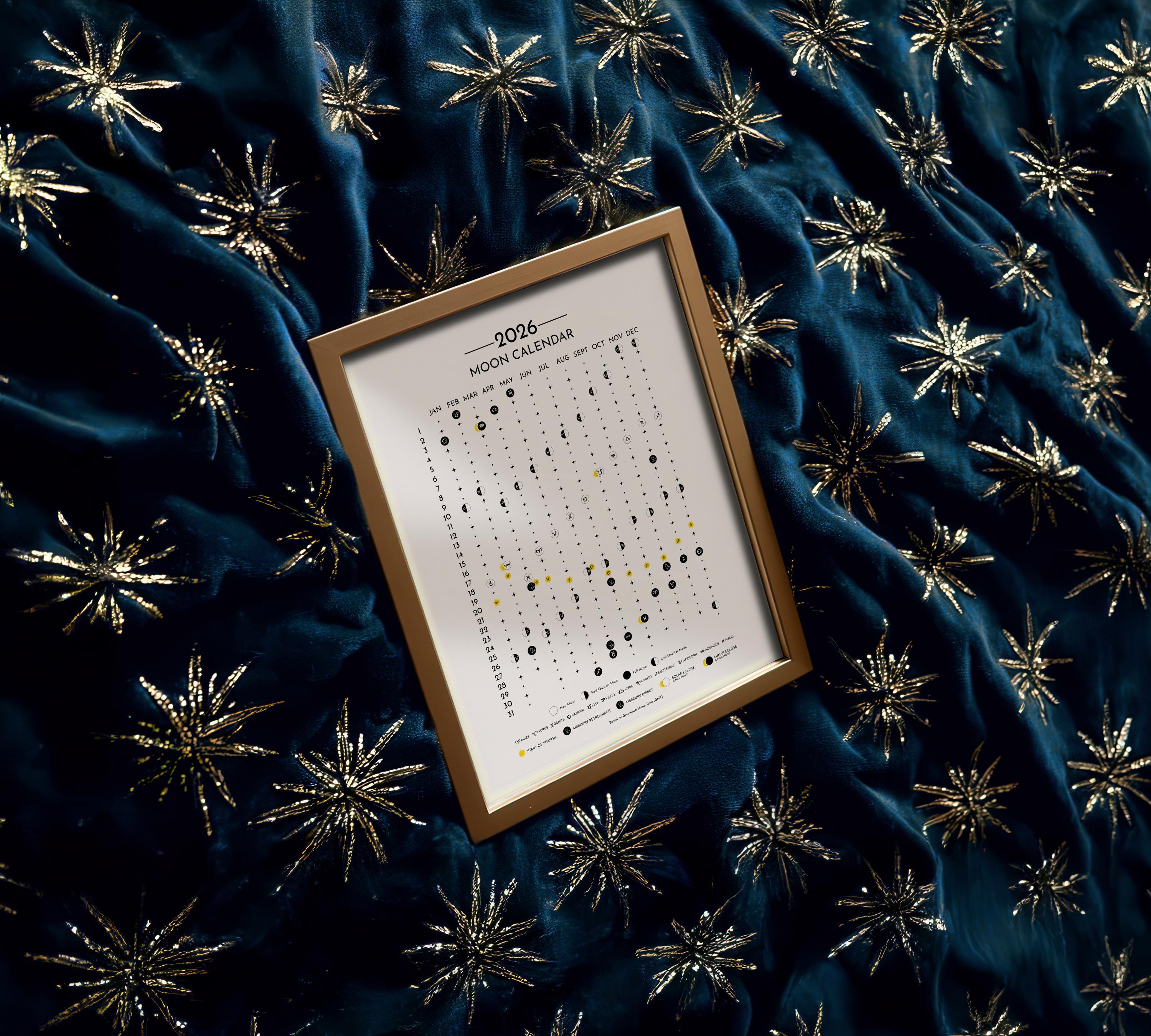 UK Moon Calendar 2026, GMT Time Lunar Calendar 2026, 2026 Moon Phase ...