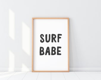 Surf Babe Print, High fashion Surf Girl Poster, Coco Surf, Surf Babe Wall Art, Beach House Surfer decor, Ocean Wave Art, California Decor