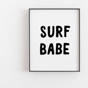 Surf Babe Print, High fashion Surf Girl Poster, Coco Surf, Surf Babe Wall Art, Beach House Surfer decor, Ocean Wave Art, California Decor image 3