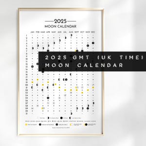 Calendario Lunare 2025 Zona UK, Calendario fasi lunari 2025 stampabile, Calendario lunare 2025 Calendario Astrologico, Calendario Lune
