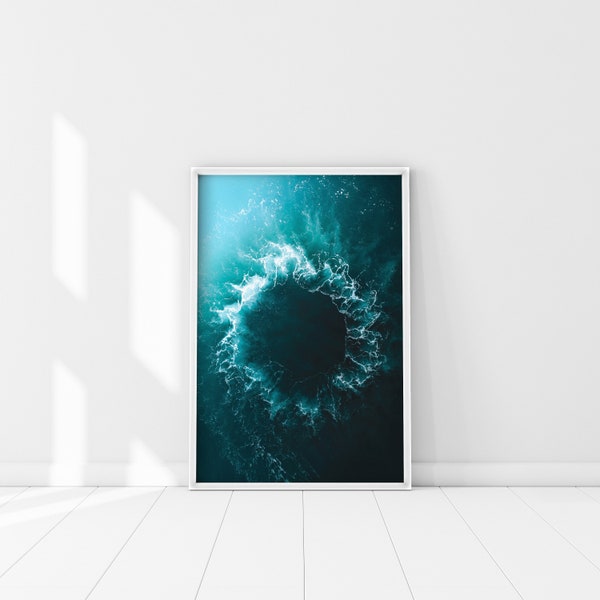 Ocean Circle Print, Enso Ring, Enso Circle Poster, Enso Art, Enso Print, Zen Wall Art, Eternity Symbol, Ocean Print, Drone photography