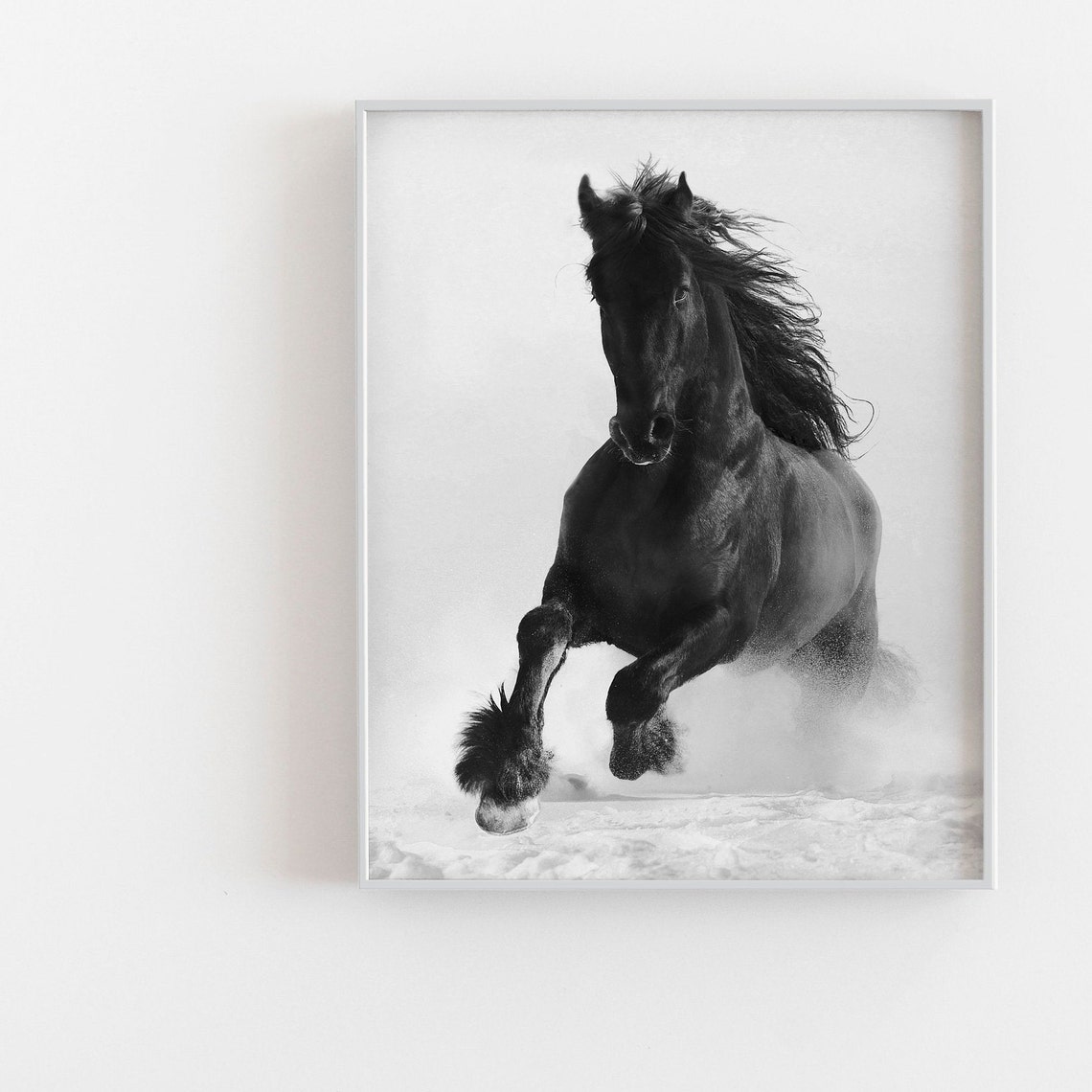 Black and White Running Horses Set of 2 Prints Horses Set of Etsy