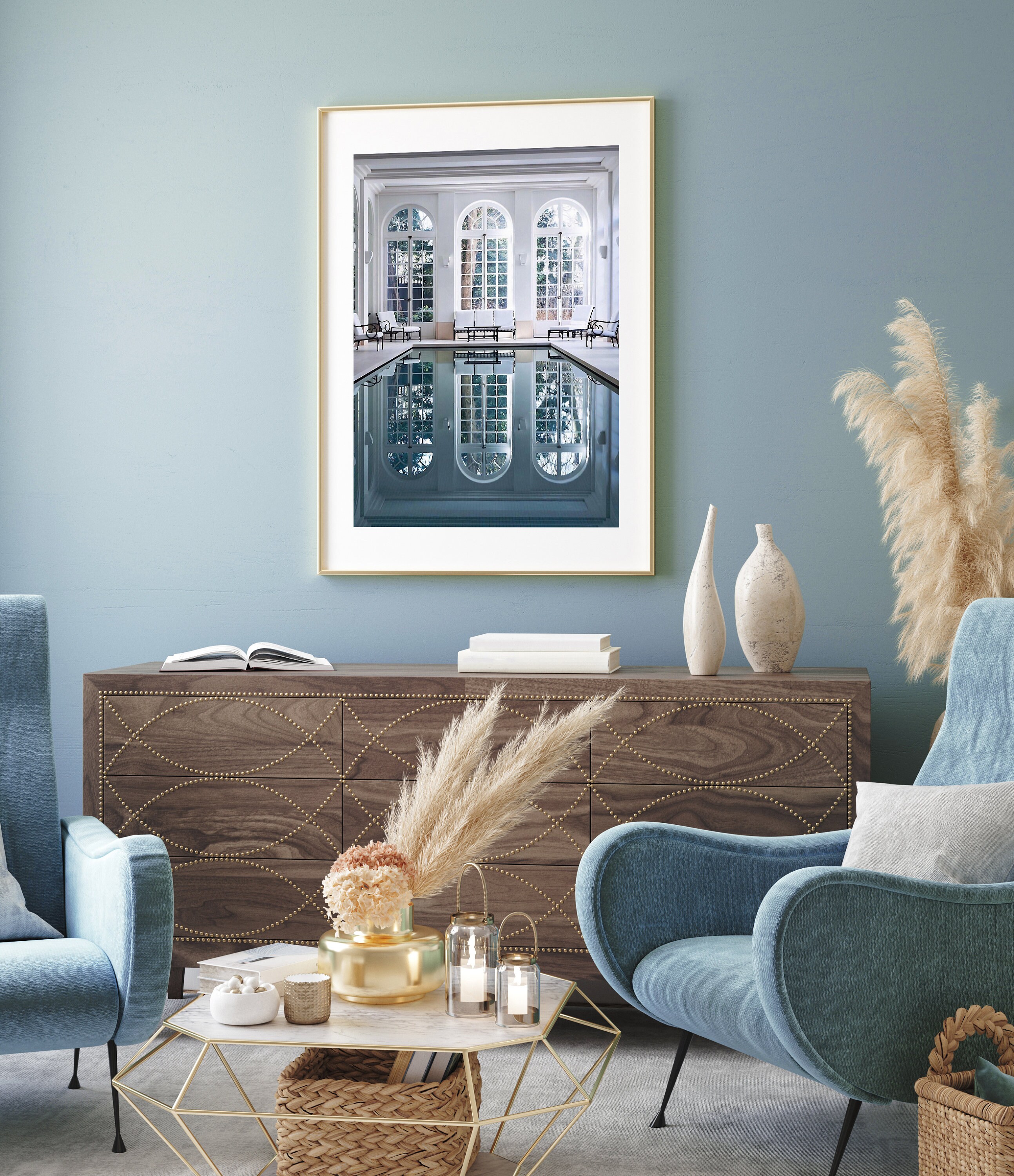 Indoor Pool Print, Architecture Poster, Pool Art, Chic Pool Wall Art ...