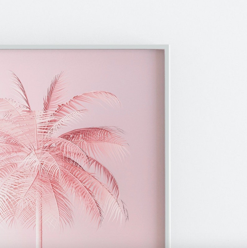Pink Palm Print, Tropical blush pink palm wall art, Summer Vibes Poster, Pastel Pink Palm, Pop Art, Ombre Pink Palm, Shades of Pink Palm art imagem 5