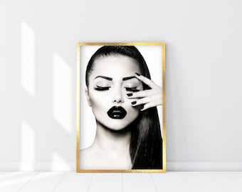 Boss Lady Print, Girl boss Poster, Make up Woman Wall Art, lady glam, Woman Makeup, Trendy Ponytail Art, Glam Woman Makeup Fashion Poster