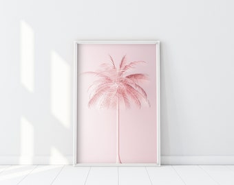 Pink Palm Print, Tropical blush pink palm wall art, Summer Vibes Poster, Pastel Pink Palm, Pop Art, Ombre Pink Palm, Shades of Pink Palm art