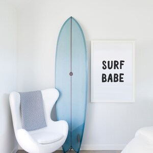 Surf Babe Print, High fashion Surf Girl Poster, Coco Surf, Surf Babe Wall Art, Beach House Surfer decor, Ocean Wave Art, California Decor image 2