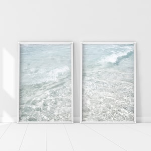 Clear Water Print Set of 2, 2 pieces Clear Water Poster Wall Art, Light blue Wall art, Transparent Water, Water Decor, Abstract Prints