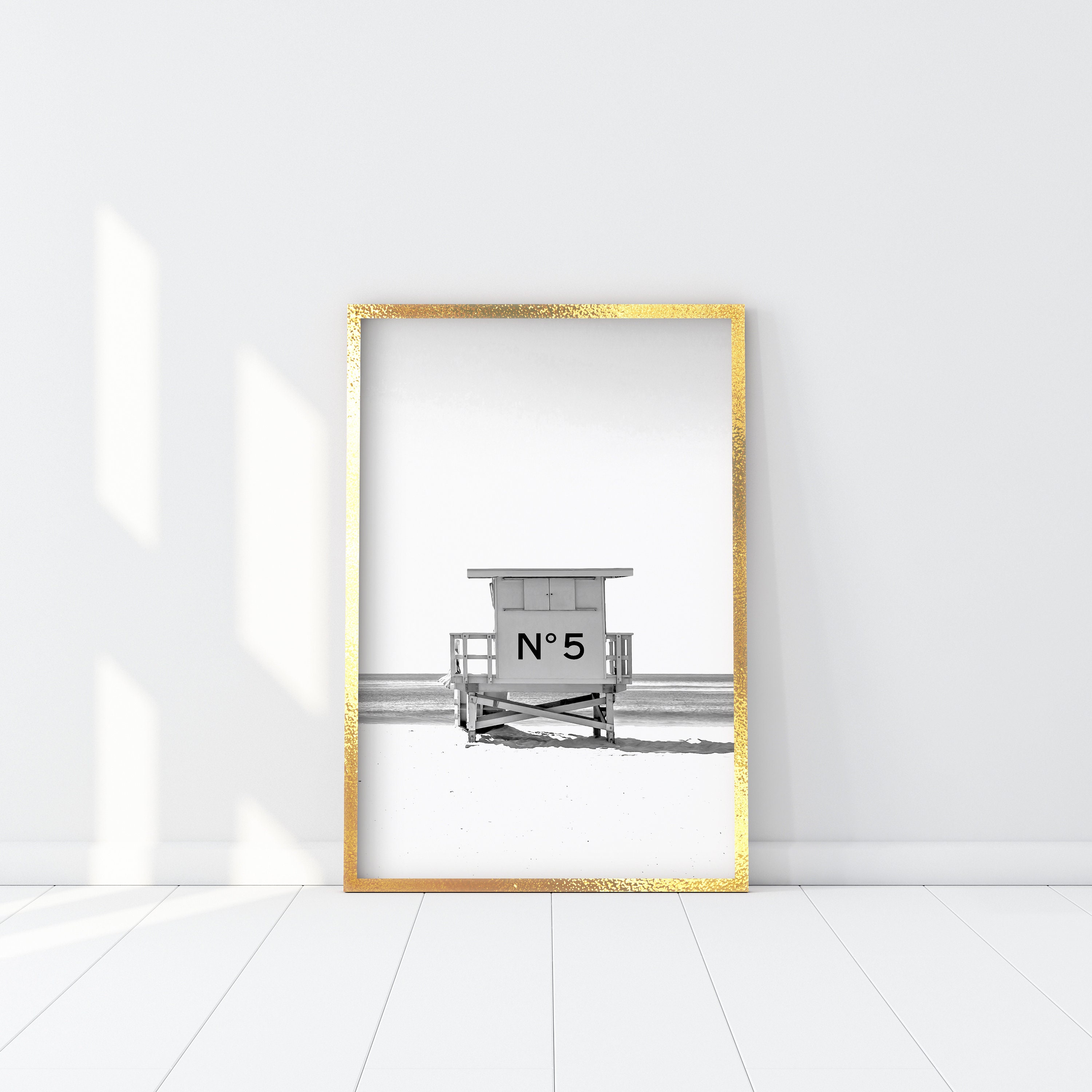 Beach Cabin Fashion Print, Lifeguard Tower Luxury Poster, Coco Surf W…
