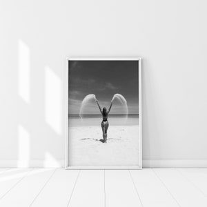 Impresión de ángel de arena, cartel de chica de playa, impresión de chica bikini, impresión de sirenita, verano de chica caliente, arte de la pared de la diosa del océano, reina de la playa Mera