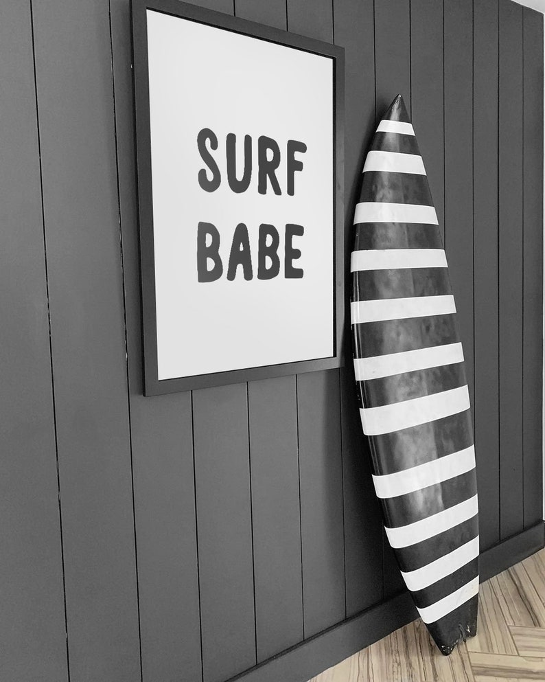 Surf Babe Print, High fashion Surf Girl Poster, Coco Surf, Surf Babe Wall Art, Beach House Surfer decor, Ocean Wave Art, California Decor image 7