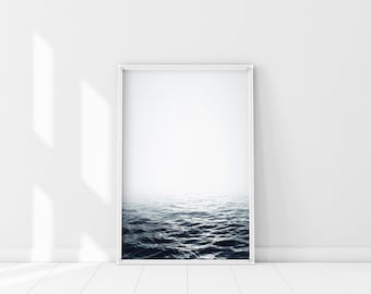 Ocean Poster, Calm Water Print, Black and White Minimalist Ocean Wall Art, Shallow water, Sea Photography print, sea desert art, still water