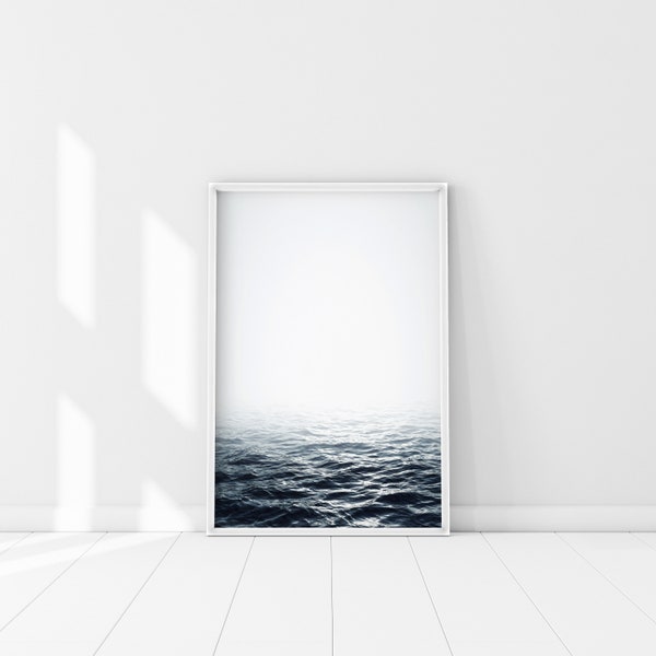 Ocean Poster, Calm Water Print, Black and White Minimalist Ocean Wall Art, Shallow water, Sea Photography print, sea desert art, still water