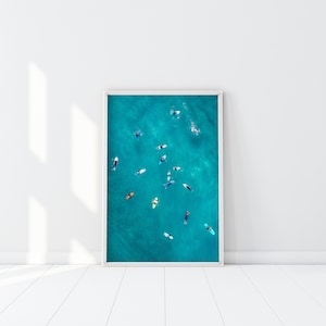 Aerial Surfers Print, Surf Print, Aerial Photography, Aerial View, Aerial Surf, Surfing Photography Aerial Beach Print Aerial photo Surf Art