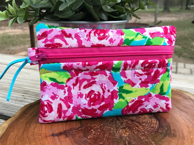 oil bag essential oil card wallet essential oil storage zipper wallet roses change purse watercolor cash wallet Essential Oil Bag