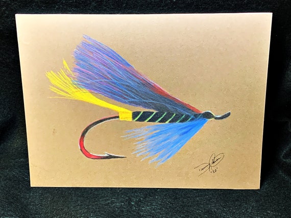 Fly fishing, pastel painting, fly fishing fly, trout fishing fly, fly  fishing art, home decor, office decor, fine art, fishing art