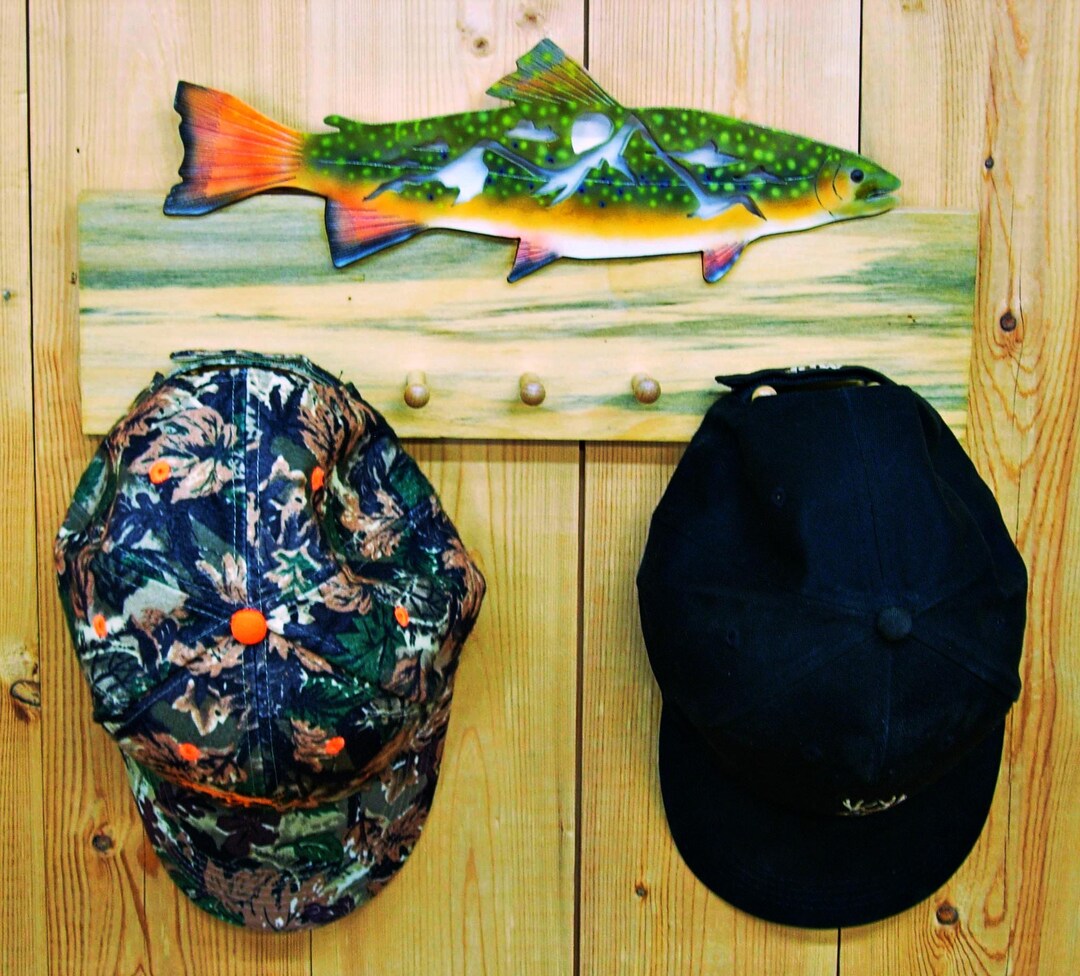 Fish Hat Rack Hand Carved Brook Trout Hat Rack: Aspen Wood Fishing Decor - Etsy