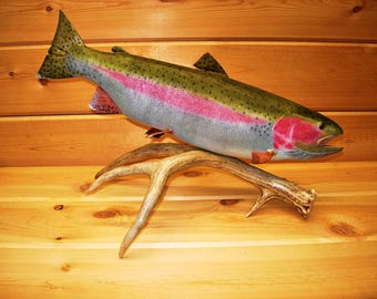Handcrafted Rainbow Trout, trout mount, carved fish, trout wood carving, fish mount, fly fishing, homedecor, cabindecor, sculpture, fish art