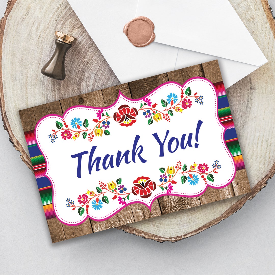 Printable Thank You Printable Fiesta Thank You Card Instant - Etsy