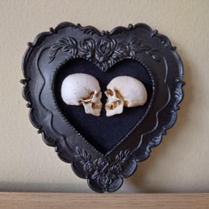 True love is forever - THE ORIGINAL - framed miniature realistic human skulls - Til death do us part - 3D Gothic Wall Art