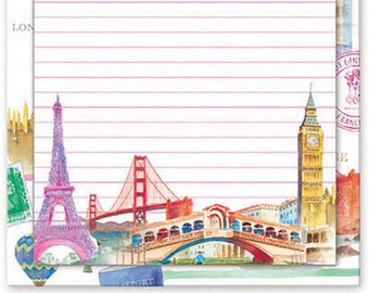 World Landmarks Clipboard -  50 Color Graphic Sheets - New York - Venice - London - San Francisco - Paris - Classic Keepsake