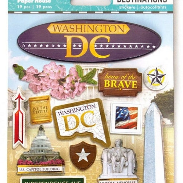 3D Washington DC Stickers - The White House - Georgetown - Emblems - Landmarks - Nations Capitol - 19 Stickers - Half are 3-Dimensional