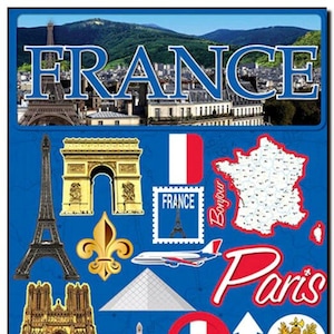 France Sightseeing Scrapbook Stickers