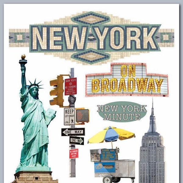 3D New York City Stickers - by Paper House - Manhattan Emblems - Landmarks - NYC - Includes 9 Stickers - 3-Dimensional