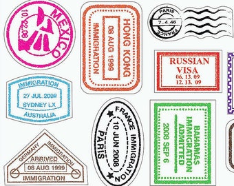 Passport Stamps & Visa Stickers - Worldwide Destinations - Countries - Cities - Several Formats - International Travel Stickers