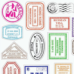 Passport Stamps & Visa Stickers - Worldwide Destinations - Countries - Cities - Several Formats - International Travel Stickers