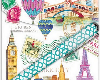 World Landmarks Notepad & Pen - International Landmarks - New York - London - San Francisco - Paris - 60 sheets inside - Travel Pad
