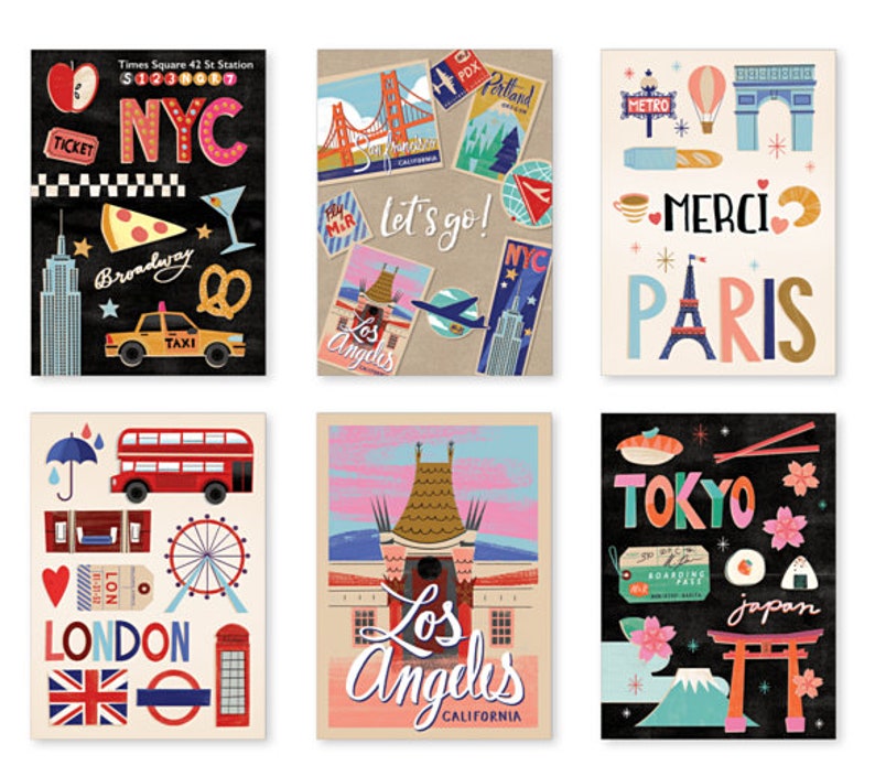 International Travel New York City 18 Full Color Tokyo U13 Heavy Cardstock Retro Designs London Los Angeles Postcards Paris Paper Paper Party Supplies Kromasol Com