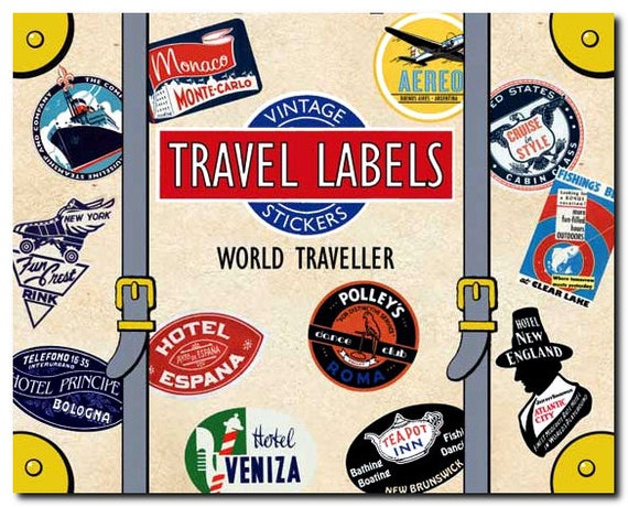retro luggage stickers