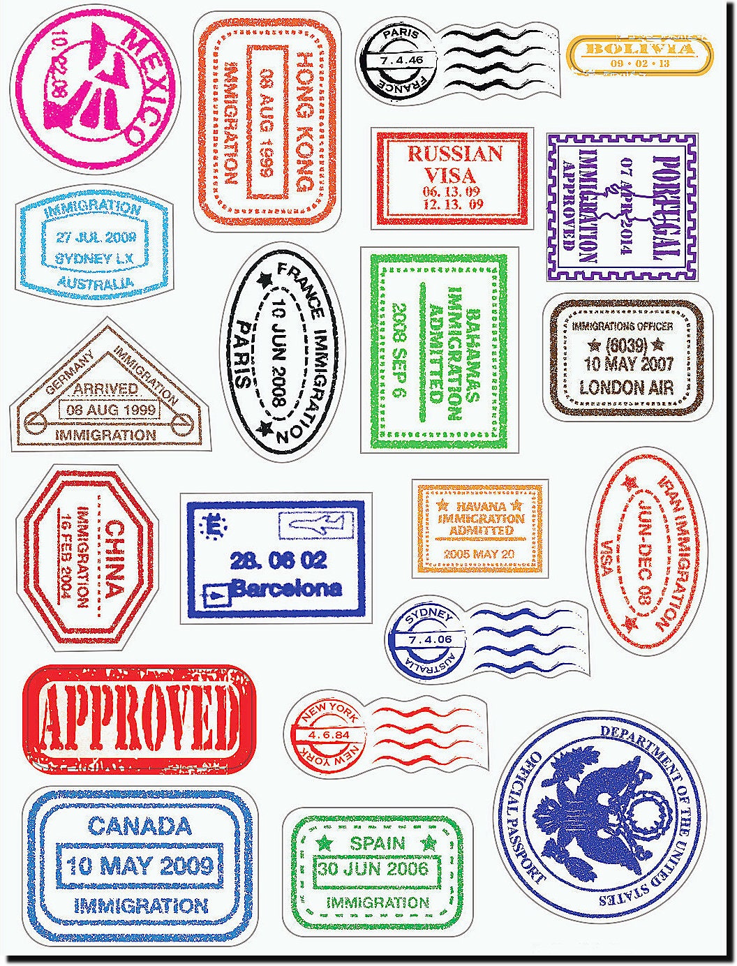 Passport Stamps & Visa Stickers Worldwide Destinations - Etsy