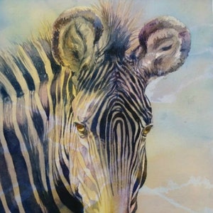 Zebra Art, Zebra Watercolor, Zebra Painting, Zebra Print, Animal Painting, Animal Watercolor, Susan Grogan, Animal Art,Fine art print