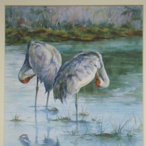 Sandhill Cranes Giclee Print: Florida Bird Art, Original Watercolor