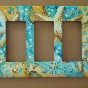 Hand Painted Beach Lightswitch Plates, Coastal Decor, LightSwitch Cover, Sea star, Beach Decor, Beach Light Switch Covers,Susan Grogan
