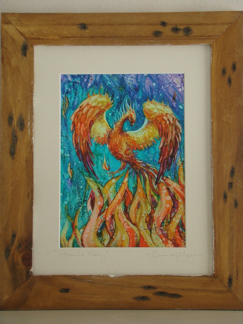 Giclee Print,Phoenix Rising, Phoenix On Fire Alcohol Ink Print Phoenix Painting Fine Art Print Phoenix Art Alcohol Ink Art
