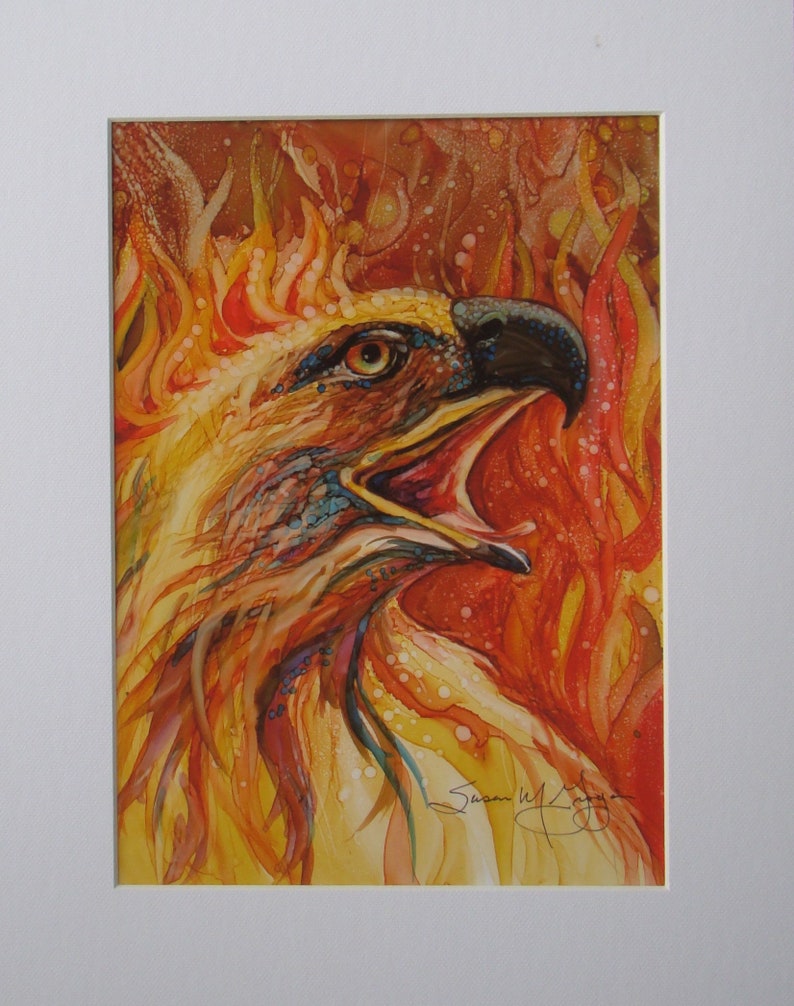 Giclee Print,Phoenix Rising, Phoenix On Fire Alcohol Ink Print Phoenix Painting Fine Art Print Phoenix Art Alcohol Ink Art