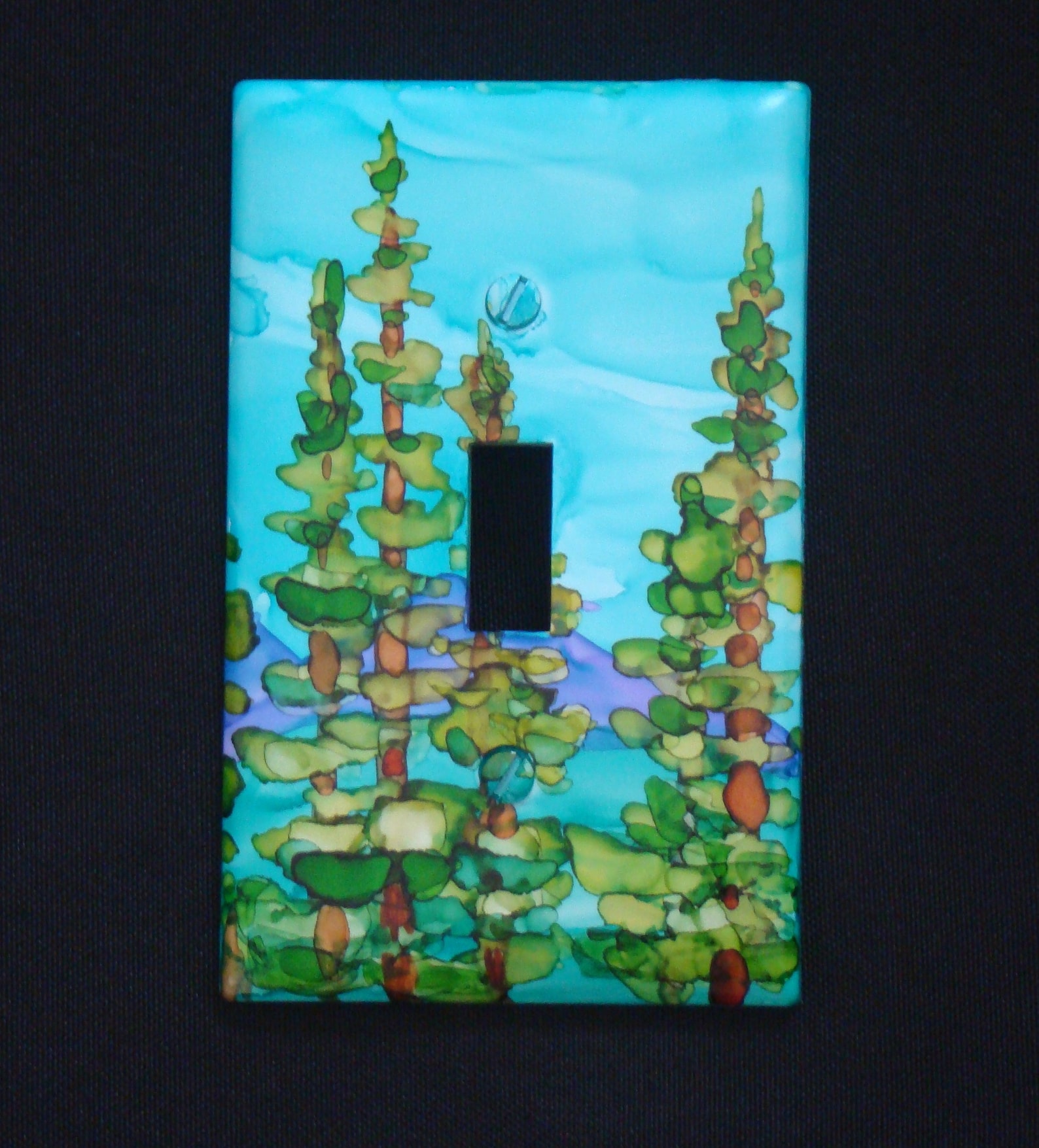 Hand Painted Light Switch Covers Northern Lights Light Etsy