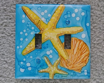 Hand Painted Starfish Light Switch Cover: Coastal Ocean Decor