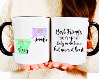 Personalized best friends mug Long distance States mug Best Friends quote mug Best friend gift Moving away gift Besties mug coffee mug