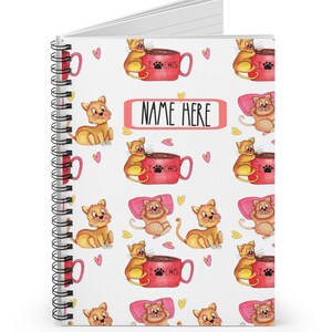 Personalised Name Cat themed notebook Cat lovers gift for Cat mom Cat dad gifts cute cat notebook Cat journal