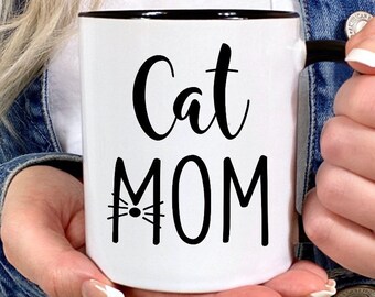 Cat Mom Mug, Whiskers Design, Gift for Cat Lovers