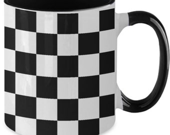 Checkered mug Black and white checkered mug Birthday Gift for family gift for friends
