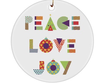 Peace Love Joy Christmas Ornament Festive ornament colorful Font Christmas 2021 gift for  Christmas decoration for Christmas tree