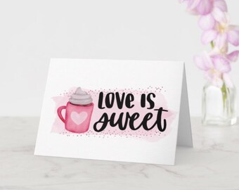 Love is sweet Valentine card cute couples card for boyfriend for girlfriend  Valentine’s Day card